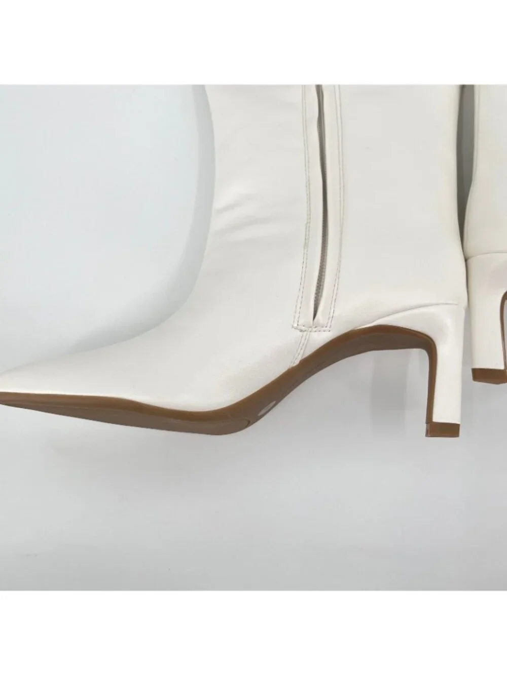 On 34th Rachelle Stovepipe Boots Bone 10M Faux Leather Pointed Toe Kitten Heel
